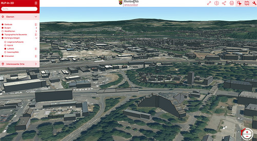 Ausschnitt aus dem Viewer Rheinland-Pfalz in 3D